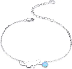 VOROCO 925 Sterling Silver Bracelet for Women Adjustable Link Chain. Cat Butterfly Snake Dog Fashion Bracelet for Teen