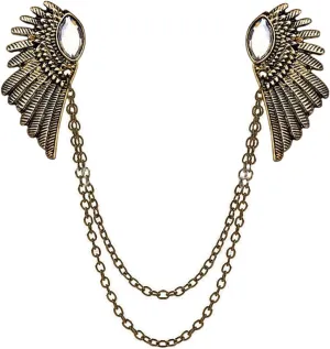 WCRAZYE Angle Wing Long Chain Brooch for Women Men's Sweater Shawl Chain Clips Cardigan Collar Holder Brooch Pins Tassel Chain Metal Feather Brooch/Collar Pin/Lapel Pins Clip Wedding Fancy Clothing Accessories Gift