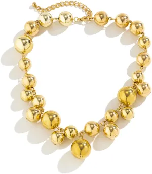 WCRAZYE Chunky Pearl Necklaces for Women Large Chunky Pearl Beaded Layered Choker Necklace Exaggerated Large Pearl Statement Necklace Dainty Big Beaded Faux Pearl Gold Ball Necklace Wedding Bridal Prom Party Jewelry Gifts