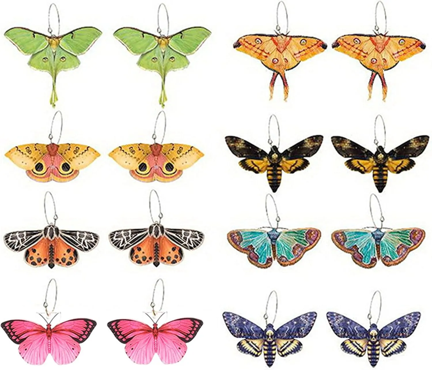 WCRAZYE Colorful Moon Butterfly Moth Dangle Earrings for Women Statement Fashion Earrings Elegant Unique Animal Acrylic Earrings Cute Insect Funny Jewelry