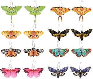 WCRAZYE Colorful Moon Butterfly Moth Dangle Earrings for Women Statement Fashion Earrings Elegant Unique Animal Acrylic Earrings Cute Insect Funny Jewelry