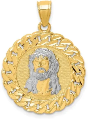 Whimsical Charms Collection Enchanted Elegance Charms Collection 10K Two-tone Gold Diamond-cut Jesus Face Pendant For Womens 1.92g Design-XZX888-38840