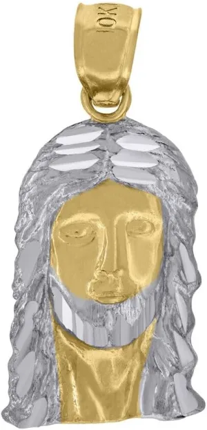 Whimsical Charms Collection Enchanted Elegance Charms Collection 10K Two-Tone Gold Jesus Religious Charm Pendant for Mens 1.2g Design-XZX888-1340