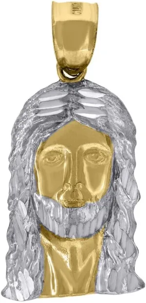 Whimsical Charms Collection Enchanted Elegance Charms Collection 10K Two-Tone Gold Jesus Religious Charm Pendant for Mens 1.9g Design-XZX888-6096