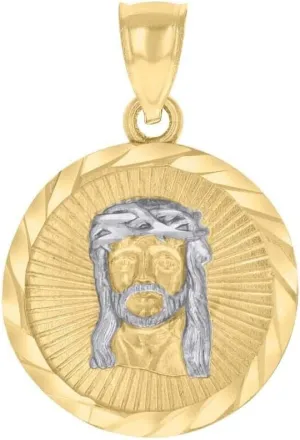 Whimsical Charms Collection Enchanted Elegance Charms Collection 10K Two-tone Gold Jesus Religious Charm Pendant for Mens 2.7g Design-XZX888-39081