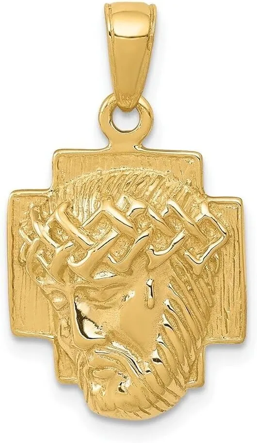 Whimsical Charms Collection Enchanted Elegance Charms Collection 10k Yellow Gold Polished 2-D Jesus Head with Crown Pendant For Womens 2.7g Design-XZX888-33313