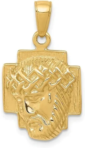 Whimsical Charms Collection Enchanted Elegance Charms Collection 10k Yellow Gold Polished 2-D Jesus Head with Crown Pendant For Womens 2.7g Design-XZX888-33313