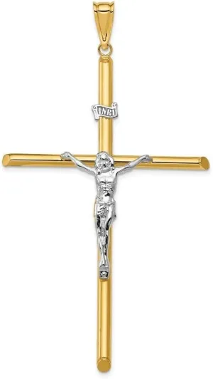 Whimsical Charms Collection Enchanted Elegance Charms Collection 14k Two-tone Gold Polished Jesus Crucifix Pendant for Women 2.62g Design-XZX888-30806