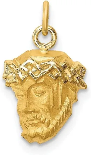 Whimsical Charms Collection Enchanted Elegance Charms Collection 14K Yellow Gold Hollow Polished and Satin Small Jesus Medal Pendant 0.45g Design-XZX888-2070