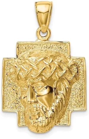 Whimsical Charms Collection Enchanted Elegance Charms Collection 14k Yellow Gold Polished Large Jesus Head With Crown Pendant for Women 5.85g Design-XZX888-22152