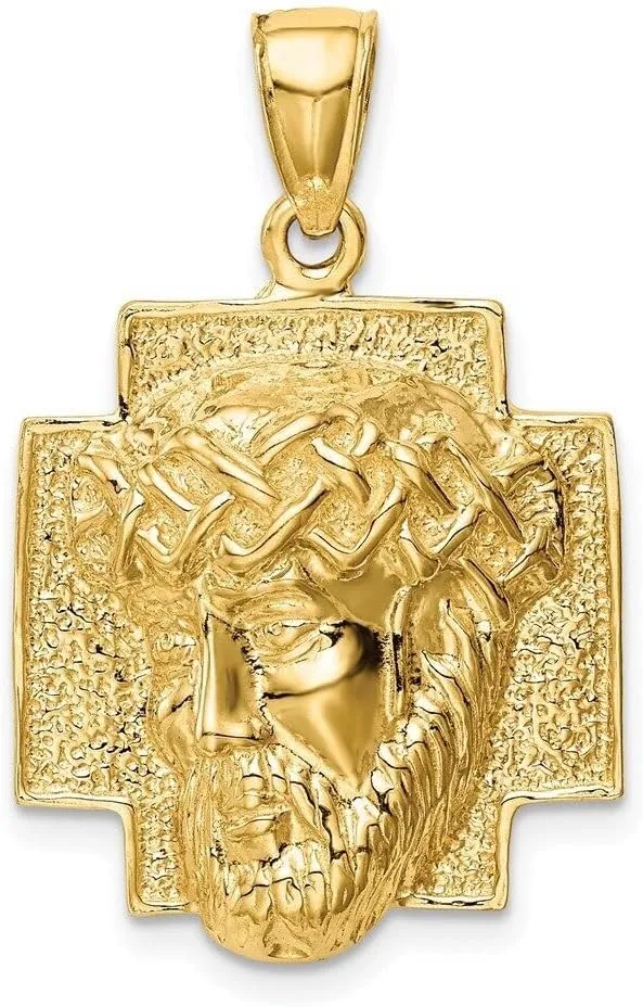 Whimsical Charms Collection Enchanted Elegance Charms Collection 14k Yellow Gold Polished Large Jesus Head With Crown Pendant for Women 5.85g Design-XZX888-22152