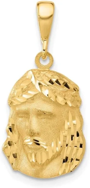 Whimsical Charms Collection Enchanted Elegance Charms Collection 14k Yellow Gold Satin and Diamond-cut Jesus Medal Pendant For Women 2.3g Design-XZX888-31255