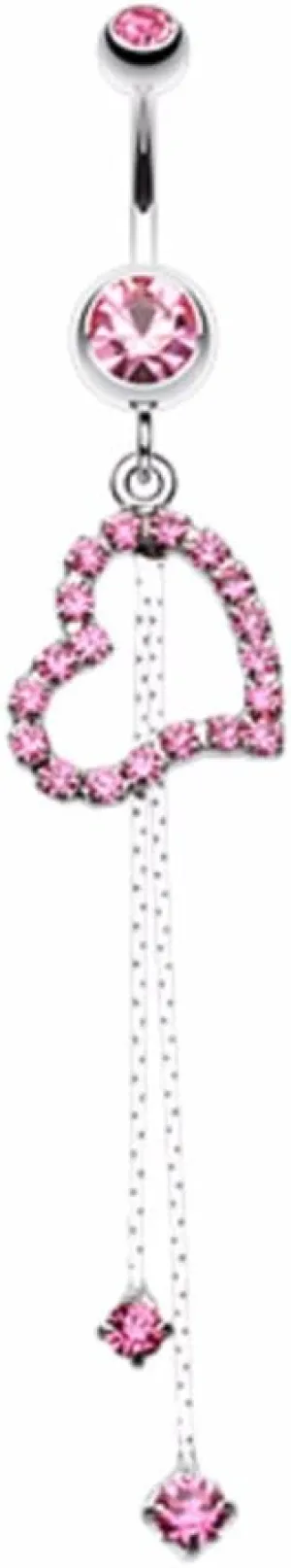 WildKlass Jewelry Enchanting Curvatious Heart 316L Surgical Steel Belly Button Ring