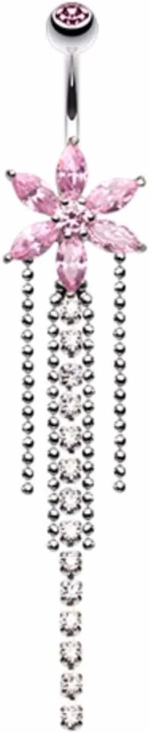 WildKlass Jewelry Enchanting Flower Chandelier 316L Surgical Steel Belly Button Ring
