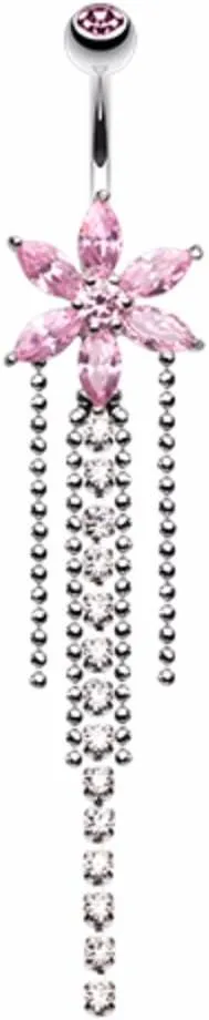 WildKlass Jewelry Enchanting Flower Chandelier 316L Surgical Steel Belly Button Ring
