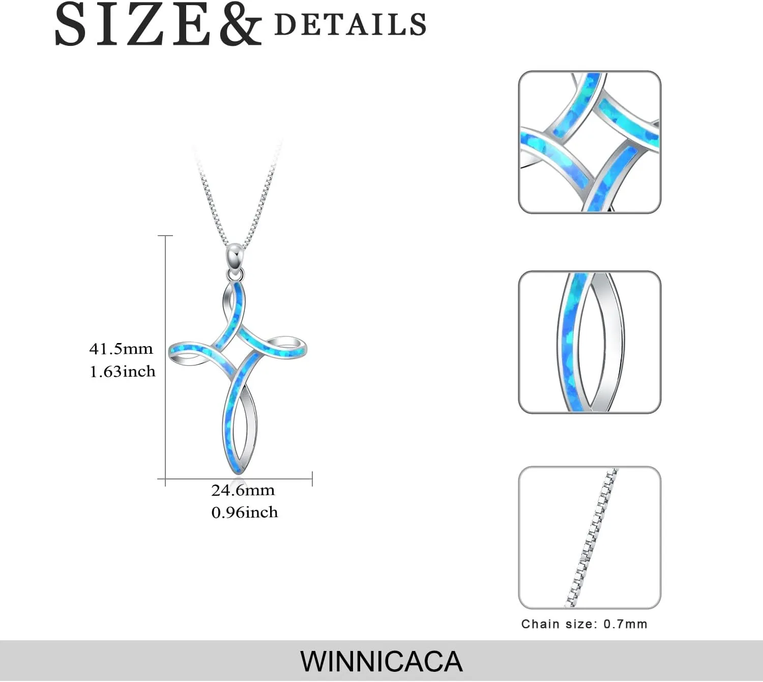 WINNICACA Opal Cross Necklace for Women, 925 Sterling Silver Cross Pendant Necklaces Celtic Knot Blue White Opal Jewelry Birthday Christian Gifts for Women Her Wife Mom Daughter