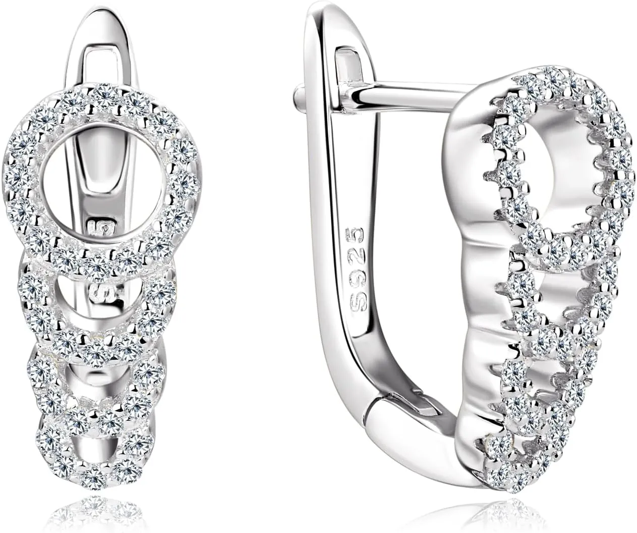 WOAINI Small Hoop Earrings in Sterling Silver with Moissanite Stones, Hypoallergenic Elegant Moissanite Huggie Hoops Dainty Earrings Gifts for Women