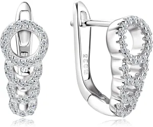 WOAINI Small Hoop Earrings in Sterling Silver with Moissanite Stones, Hypoallergenic Elegant Moissanite Huggie Hoops Dainty Earrings Gifts for Women