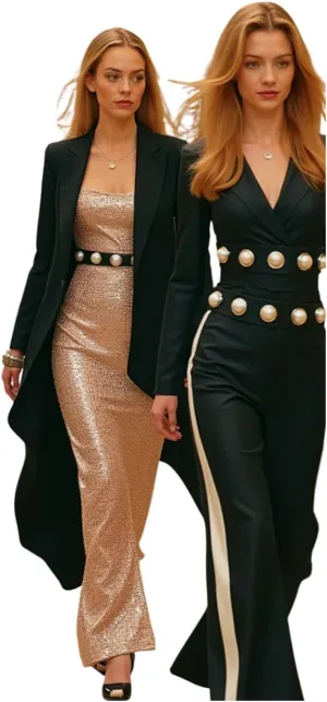 Women Black Faux Leather Band Prom Dance Belt Hip Waist Imitation Pearl Beads Size S M z261