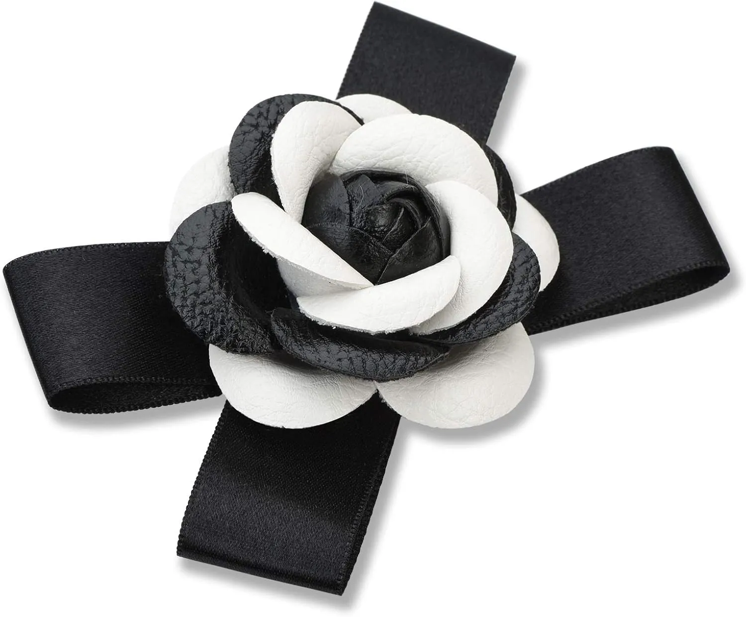 Women's Camellia Flower Brooches Pin Pre-Tied Bowknot Pin Collar Neck Clips Wedding Party Bow Tie