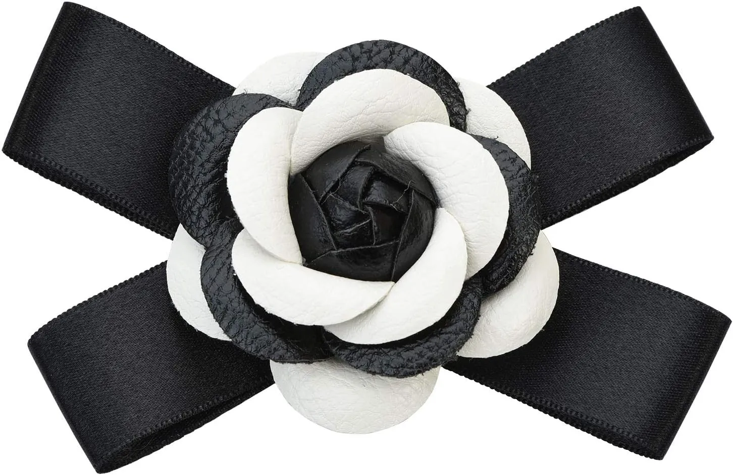 Women's Camellia Flower Brooches Pin Pre-Tied Bowknot Pin Collar Neck Clips Wedding Party Bow Tie
