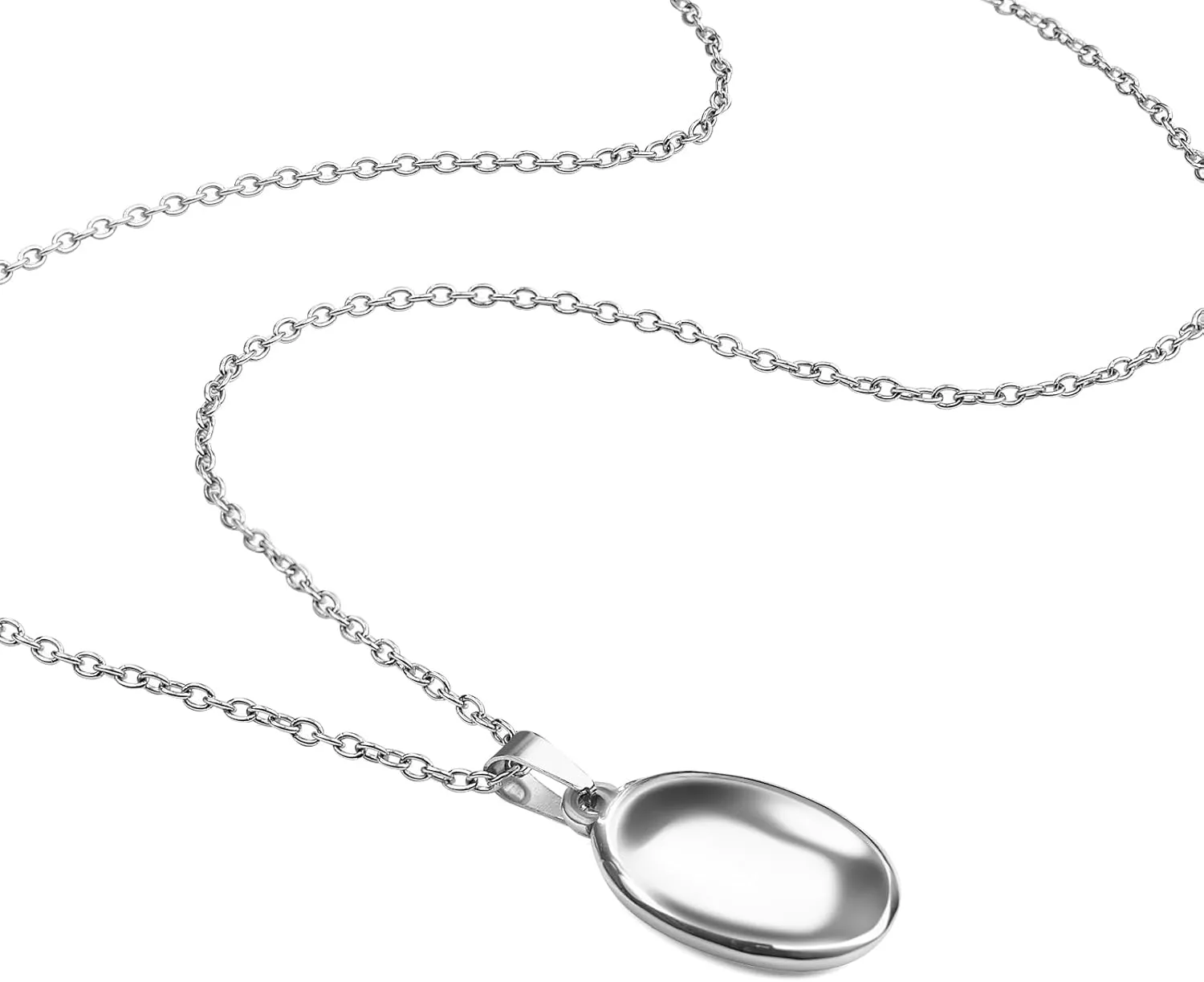 Worry Stone Necklace for Women,Anxiety Relief Fidget Jewelry,Sliver Oval Peaceful Thumb Pendant Necklace,Meditation Relaxation Stress Relief Pendant