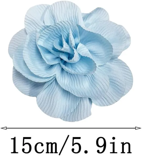 Wrinkle Fabric Camellia Flower Large Brooches Lapel Pins Big Floral Flower Brooch Pin Classic for Women Wedding Party Dance Banquet Dress Suit Ceremony Jewelry Gifts 150mm