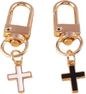 XAM 2PCS Cross Keychain Personality Creative Retro Alloy Drip Pendant Accessories Hanging Ornaments Small Lightweight Delicate Keychain