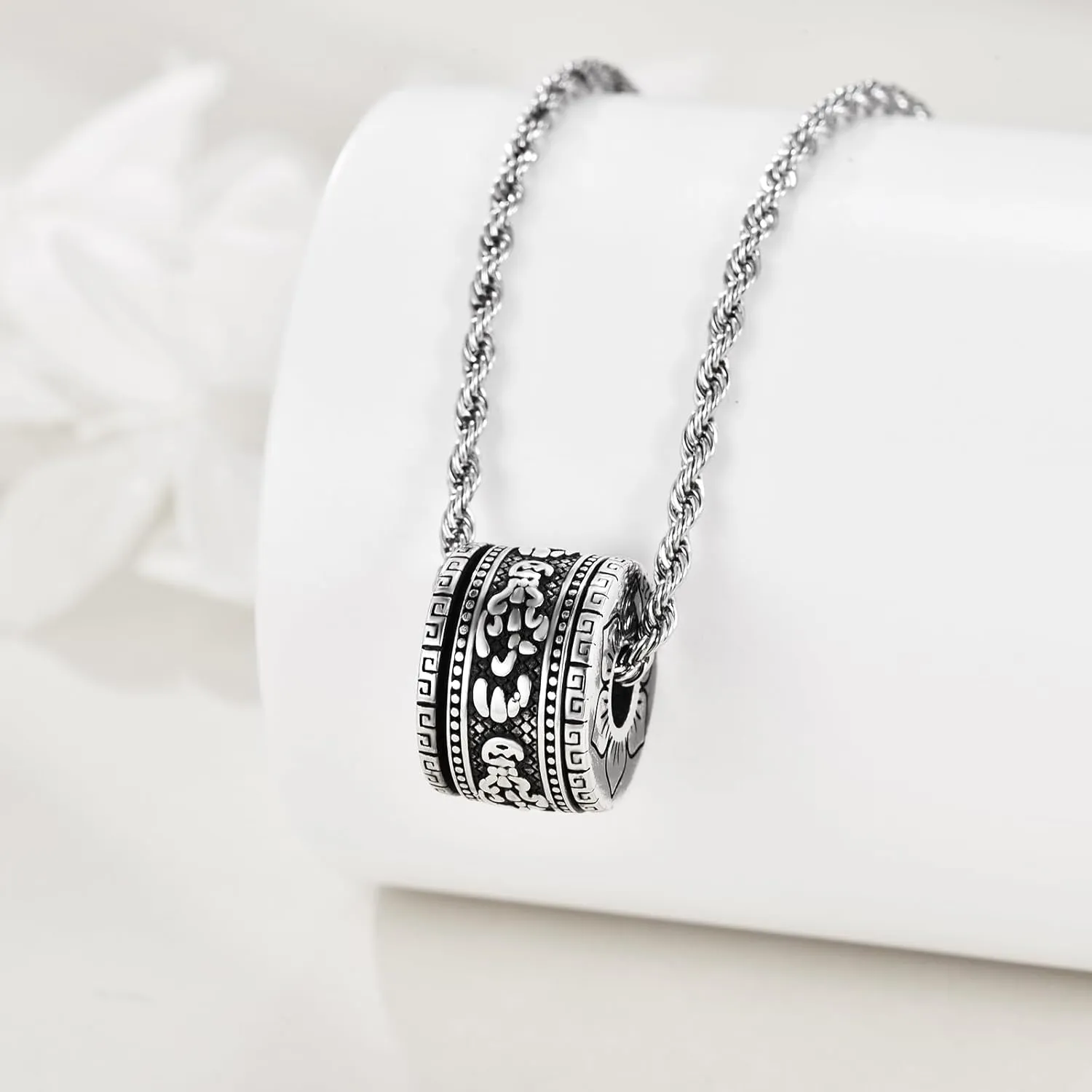 YAFEINI Sterling Silver St Michael Santa Muerte Saint Jude Virgin Mary Medallion Pendant Necklaces Buddha Necklace Amulet Talisman Luck Buddhist Jewelry Gifts for Men Women
