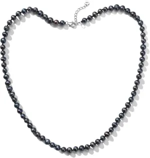 YAMI Pearl Necklace, Natural Saltwater/Freshwater Cultured Pearls with 925 Sterling Silver Clasp, Elegant Anniversary & Mother's Day Jewelry Gift for Women, Grey/Black/Purple/Pink Pearl