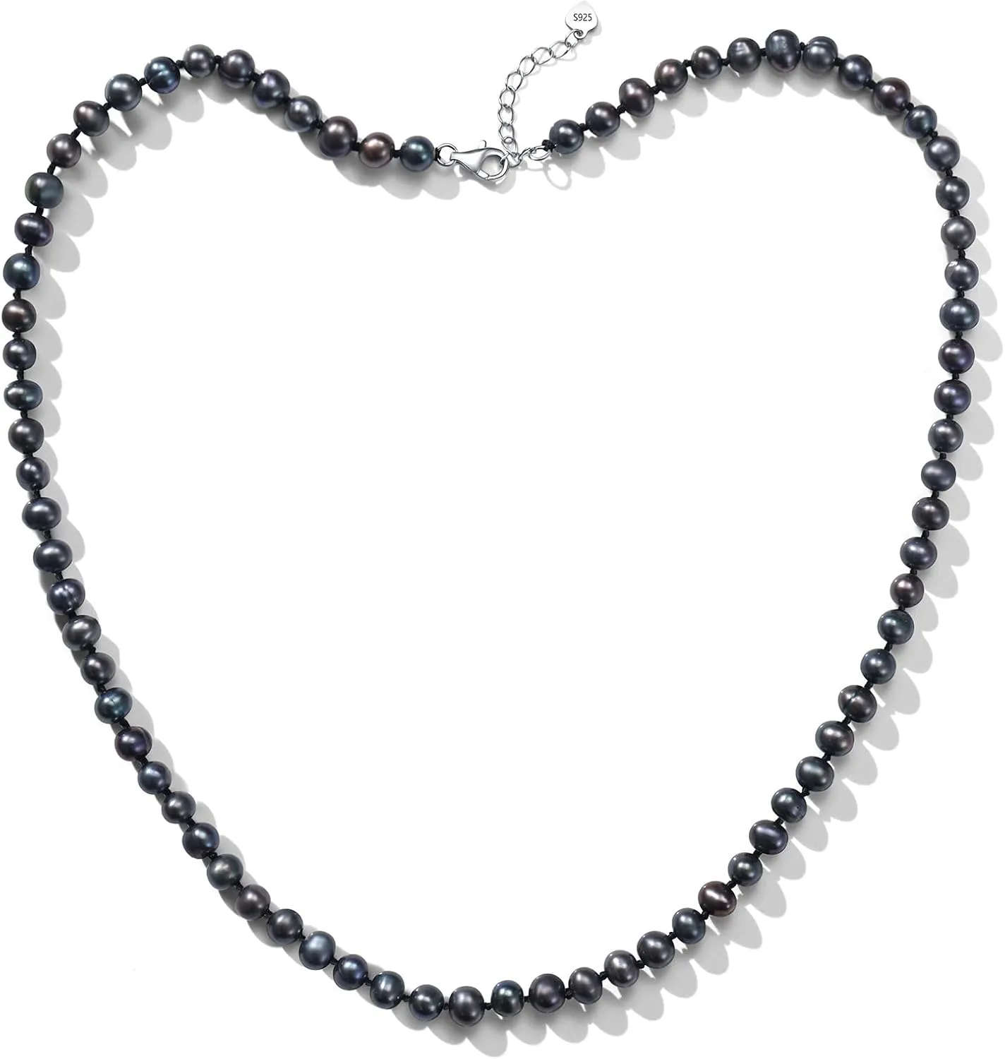 YAMI Pearl Necklace, Natural Saltwater/Freshwater Cultured Pearls with 925 Sterling Silver Clasp, Elegant Anniversary & Mother's Day Jewelry Gift for Women, Grey/Black/Purple/Pink Pearl