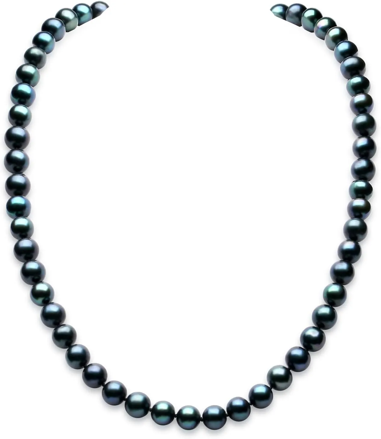 YAMI Tahitian Black Pearl Necklace, Natural Saltwater Cultured Near-Round Pearl Strand with 925 Sterling Silver Clasp, Adjustable Length 18 2IN, Luxury Jewelry Gift for Women, Mother, Wife