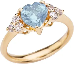 Yellow Gold 14k Heart Shaped Birthstone Ring