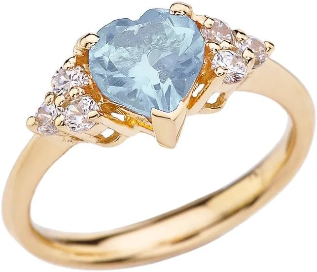 Yellow Gold 14k Heart Shaped Birthstone Ring