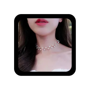 YienDoo Bridal Pearl Choker Necklace Chain Gold Pearl Chain Short Necklace Pearl Cluster Choker Chain Wedding Pearl Necklace Charm Prom Necklace Jewelry Gift for Women