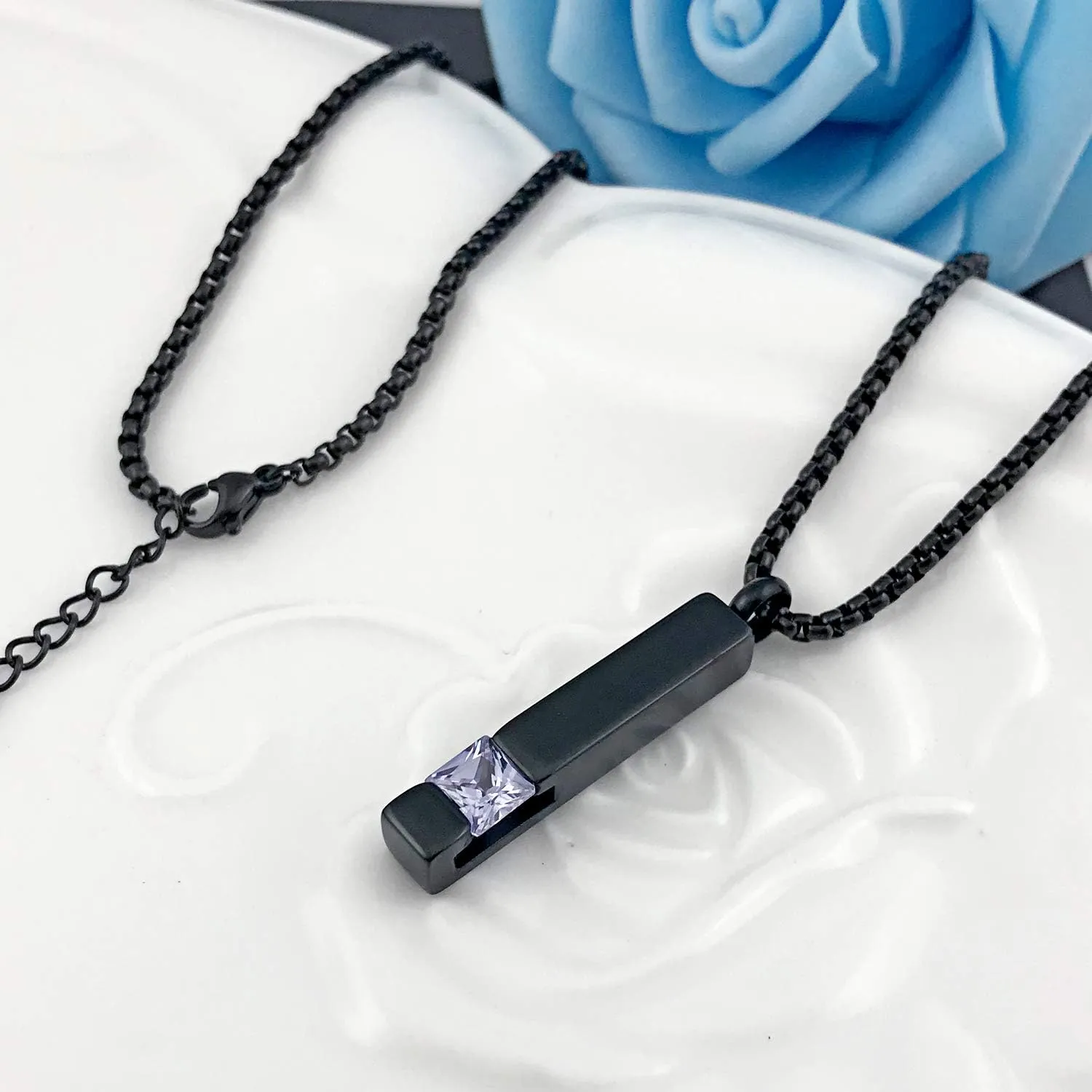 YOUFENG Urn Necklaces for Ashes Birthstone Cube Urns for Human Ashes Memorial Cremation Urn Locket Keepsake Ashes Jewelry