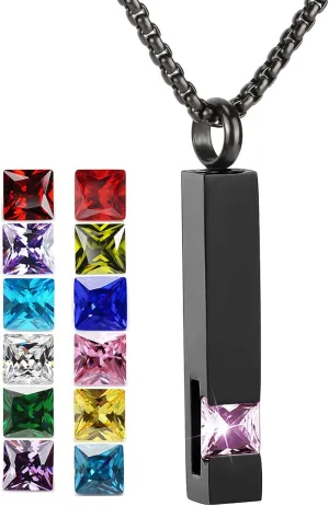 YOUFENG Urn Necklaces for Ashes Birthstone Cube Urns for Human Ashes Memorial Cremation Urn Locket Keepsake Ashes Jewelry