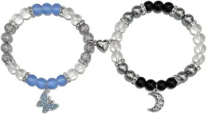 Zian Couples Bracelet Natural Stone Beaded Bracelet Butterfly Bracelet Star Bracelet Moon Bracelet Friendship Bracelet Best Friend Bracelet