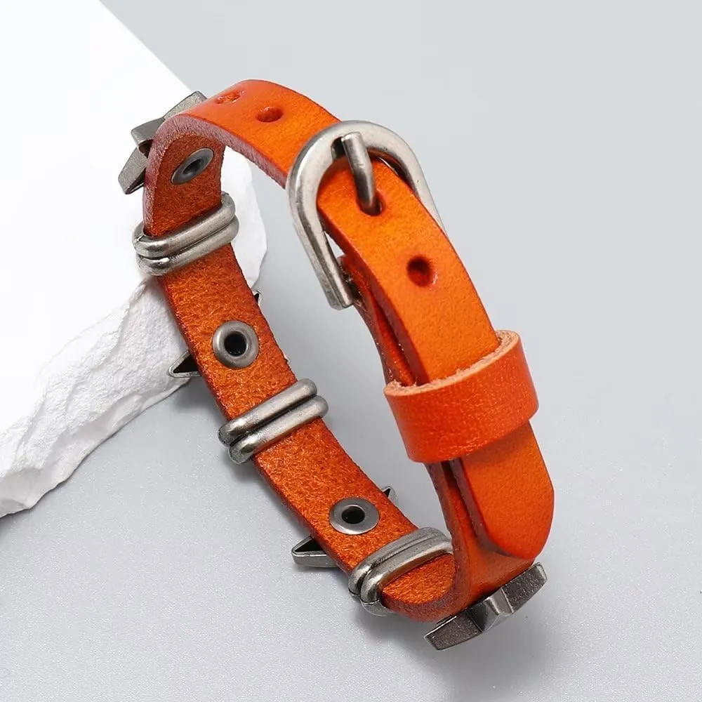 Zian Punk Bracelet Star Leather Bracelet Retro Gothic Bracelet Matching Bracelet Adjustable Bracelet For Men