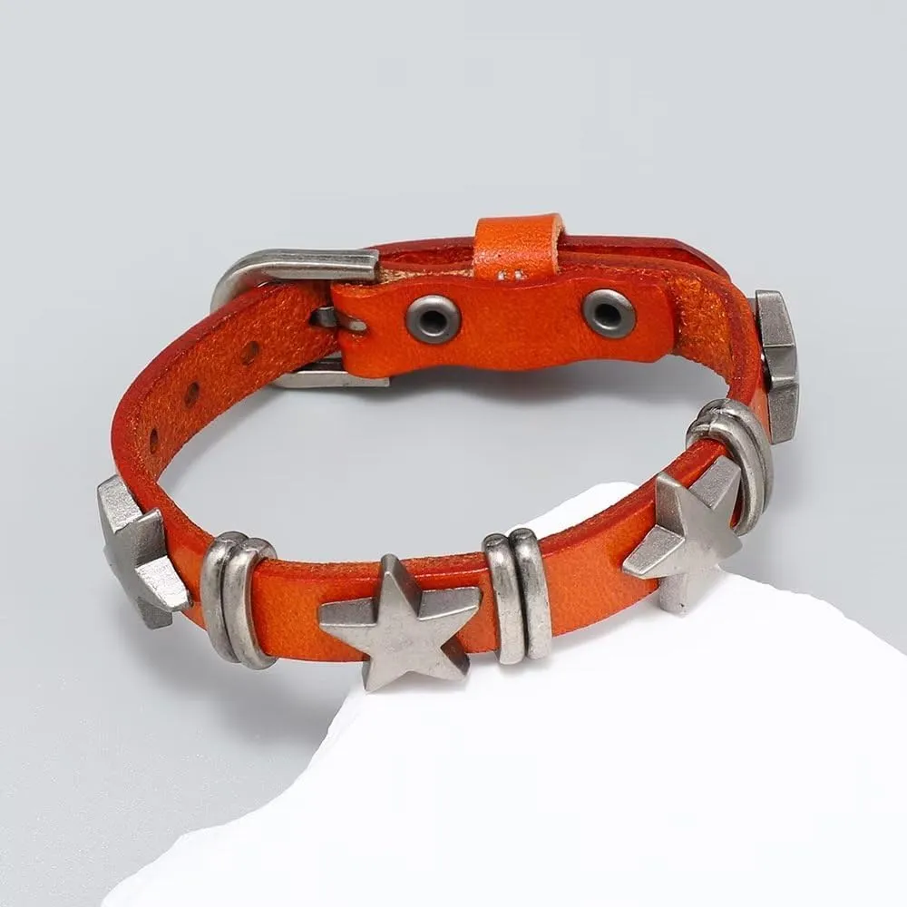 Zian Punk Bracelet Star Leather Bracelet Retro Gothic Bracelet Matching Bracelet Adjustable Bracelet For Men