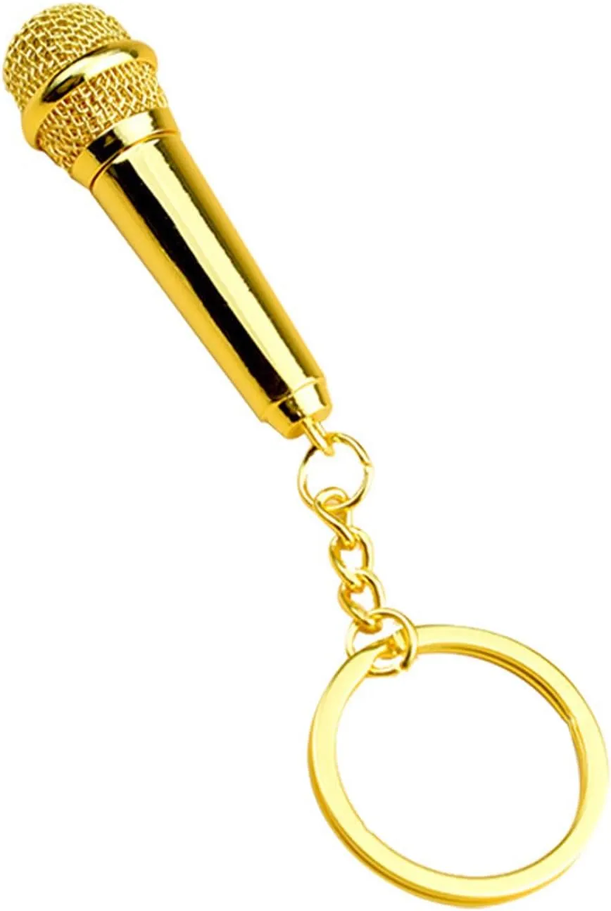 Zittop Metal Alloy Music Microphone Voice Charm Pendant Purse Bag Key Ring Keychain